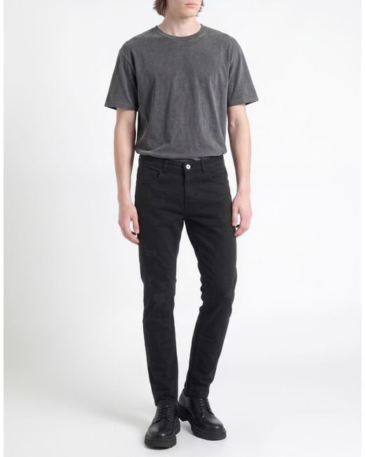 Massimo Rebecchi Black Pants Cotton, Elastane for men