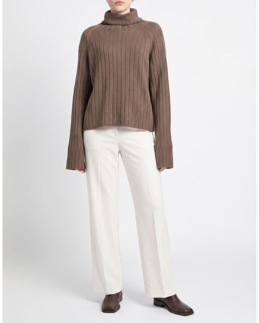 Aragona Brown Khaki Turtleneck Merino Wool