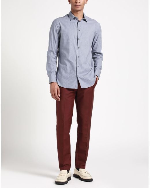 Giorgio Armani Blue Shirt Cotton, Elastane for men