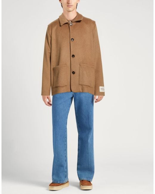 Saucony Brown Camel Coat Wool, Polyester for men