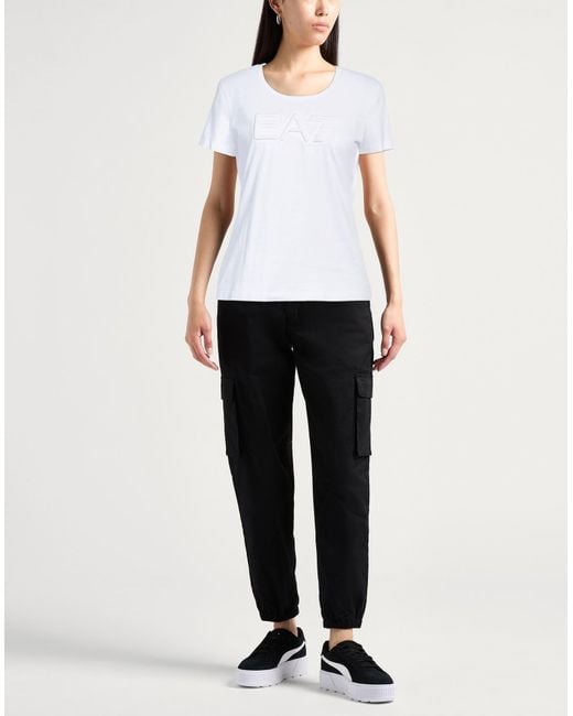 EA7 White T-Shirt Cotton, Elastane