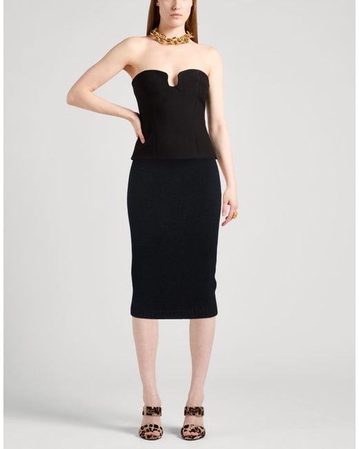 Tom Ford Black Midi Skirt Polyamide, Wool, Cashmere, Elastane