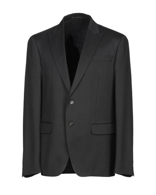 DSquared² Black Blazer Virgin Wool, Elastane, Bovine Leather for men