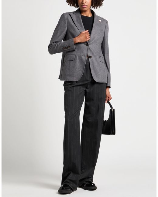 Lardini Black Blazer Wool, Cotton, Elastane