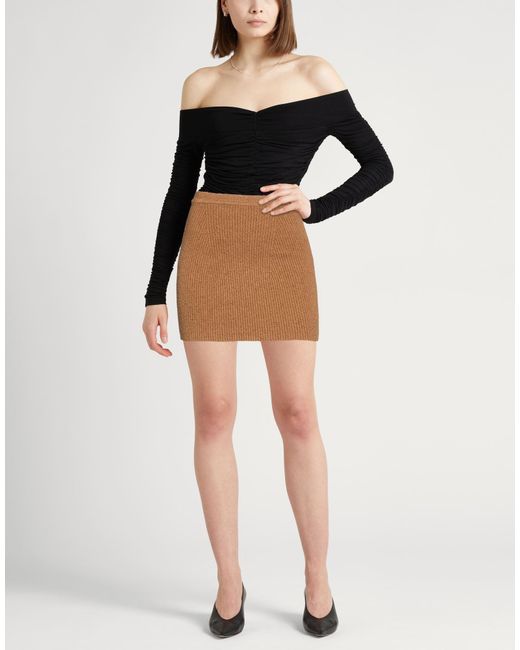 Wardrobe NYC Brown Camel Mini Skirt Cotton, Polyamide, Elastane