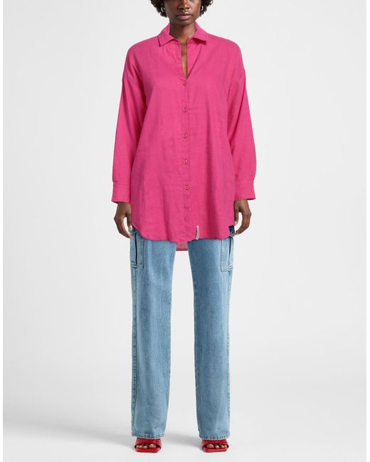 hinnominate Pink Fuchsia Shirt Linen, Viscose