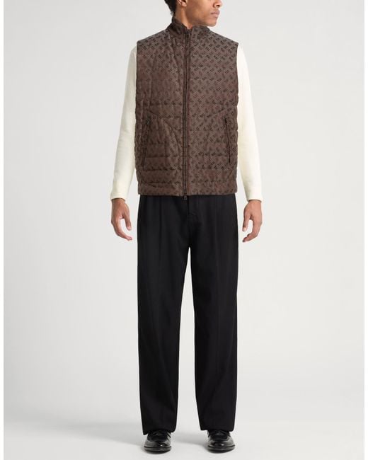 Herno Brown Taupe Vest Polyester, Cotton for men