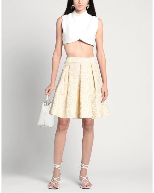 Lunatica Milano Natural Cream Mini Skirt Polyester, Polyamide