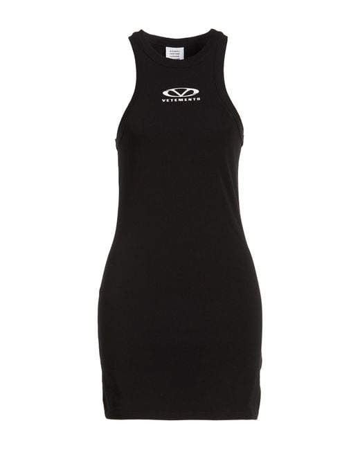 Vetements Black Mini Dress Cotton, Elastane