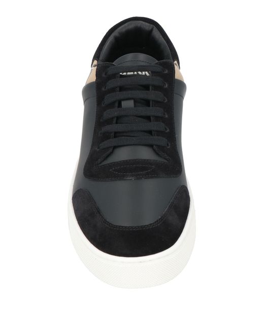 Burberry Black Sneakers Textile Fibers, Leather for men
