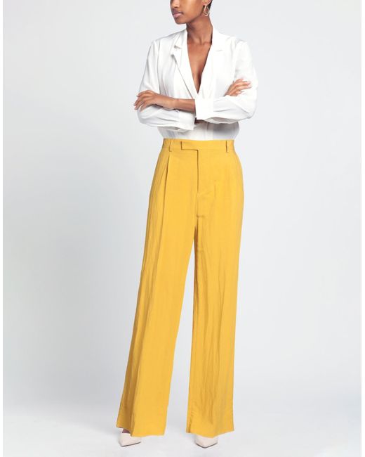 BRERAS Milano Yellow Mustard Pants Viscose, Linen