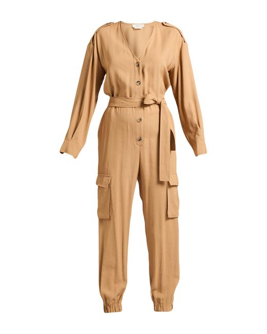 Anna Molinari Natural Camel Jumpsuit Viscose, Polyester