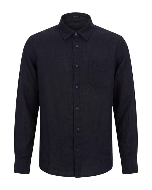 Guess Blue Midnight Shirt Linen for men