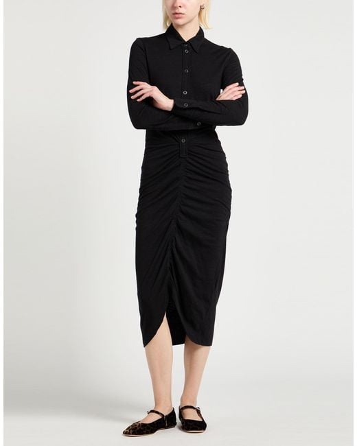 Isabel Marant Black Midi Dress Polyamide, Linen, Virgin Wool