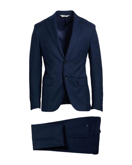 Paoloni Blue Suit Virgin Wool, Elastane for men