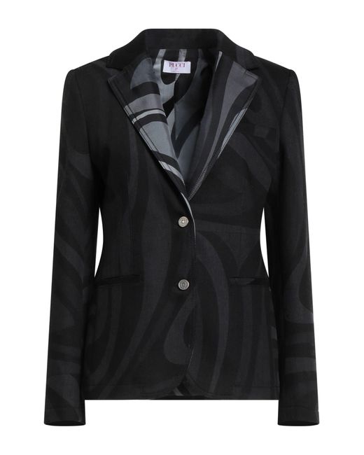 Emilio Pucci Black Blazer Cotton, Elastane