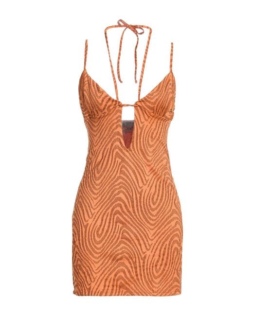 Miss Bikini Orange Mini Dress Polyamide, Elastic Fibres, Metallic Fiber