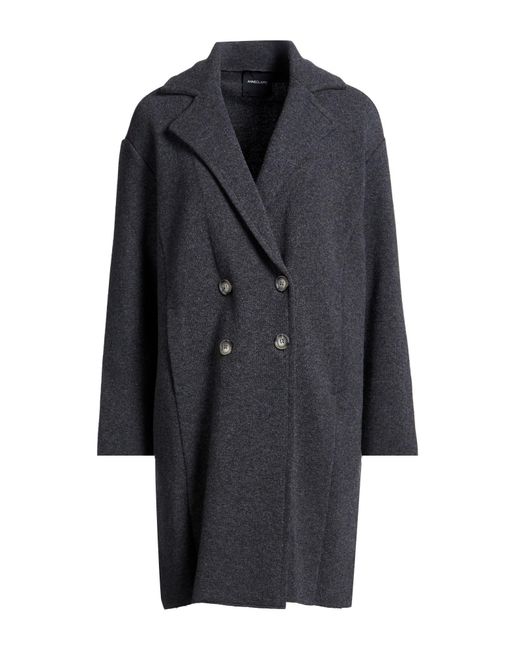 Anneclaire Black Charcoal Coat Merino Wool