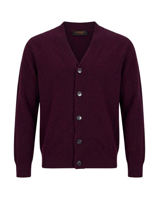 Officina 36 Purple Cardigan Wool, Polyamide for men