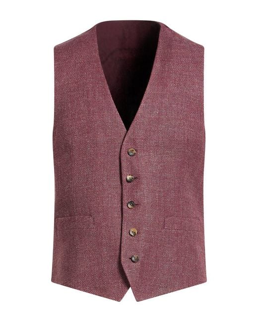 Lardini Purple Burgundy Tailored Vest Linen, Cotton, Silk for men