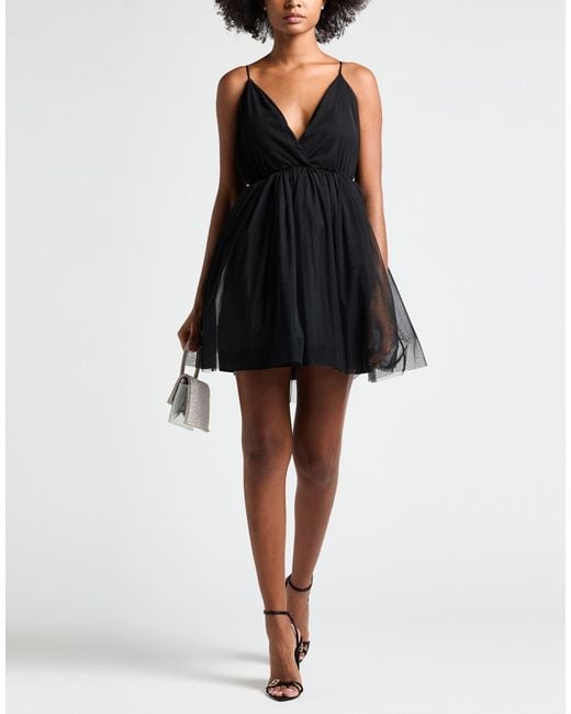 Haveone Black Mini Dress Polyester
