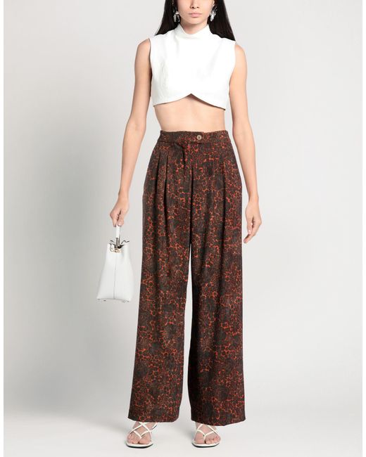 JUSTMINE Brown Pants Polyester, Polyamide, Elastane