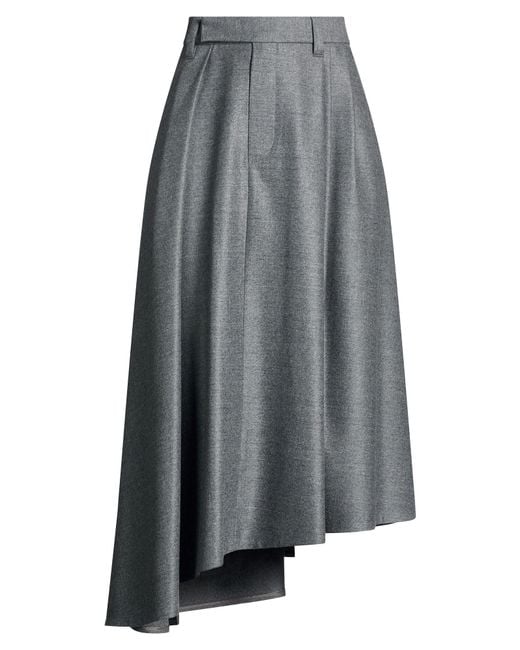 Brunello Cucinelli Gray Midi Skirt Virgin Wool