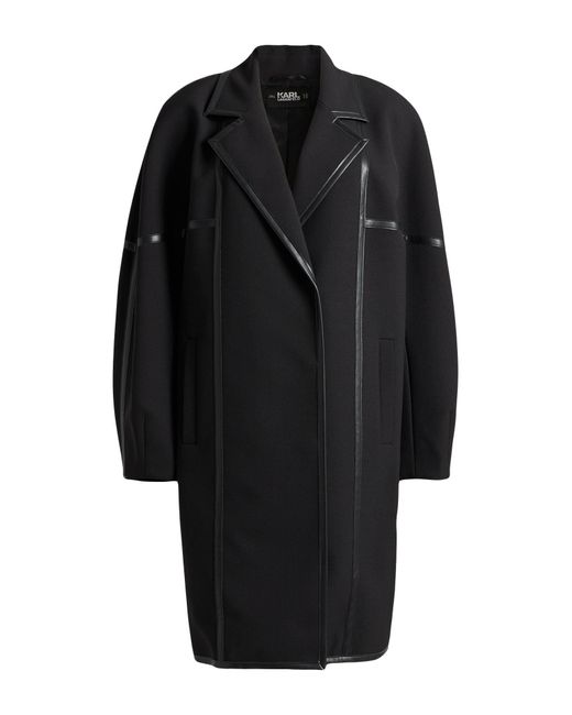 Karl Lagerfeld Black Overcoat & Trench Coat