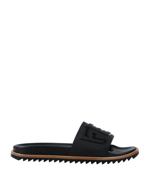 Fendi Black Logo Embossed Slide Sandals for men
