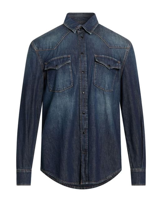 Dondup Blue Denim Shirt Cotton for men
