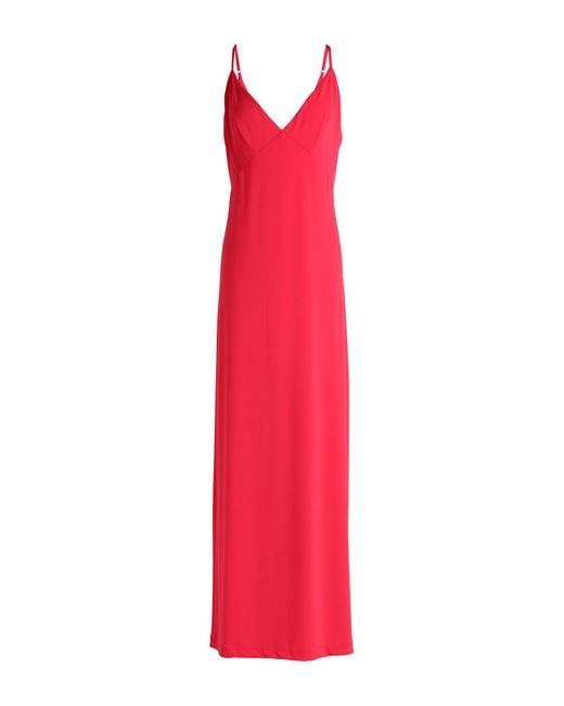 guess red maxi dress Guess Womens S Engine Red Maddie Keyhole Long Sleeve Side Slit Dress NWT AX61