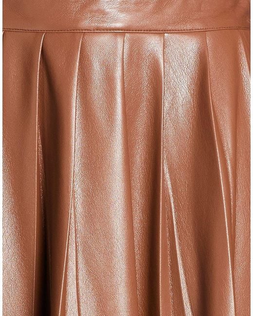 MSGM Brown Midi Skirt Polyester, Polyurethane