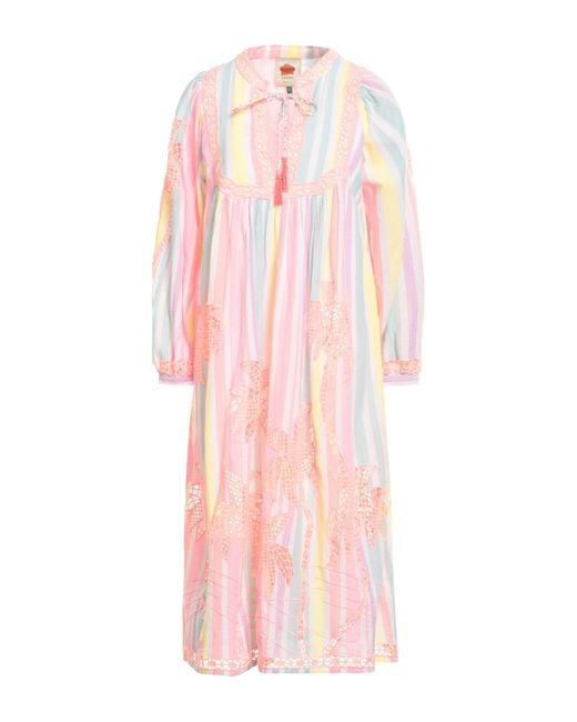 Farm Rio Pink Midi Dress Cotton