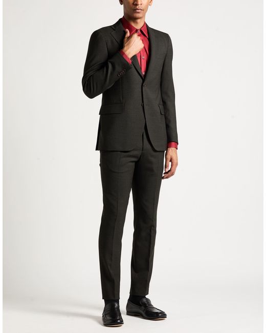Tombolini Black Charcoal Suit Polyester, Wool, Elastane for men