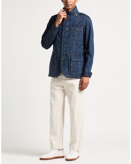 Moorer Blue Jacket Polyester, Cotton for men