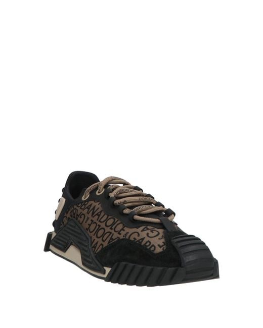 Dolce & Gabbana Black Khaki Sneakers Textile Fibers, Leather for men