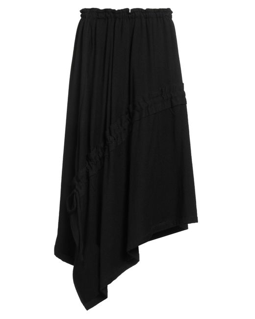 Y's Yohji Yamamoto Black Midi Skirt Wool, Nylon, Polyurethane