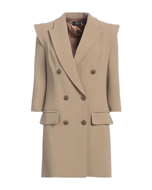Elisabetta Franchi Natural Khaki Mini Dress Viscose, Elastane