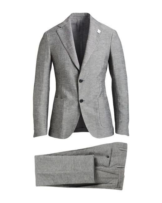 Lardini Gray Suit Linen, Polyester for men