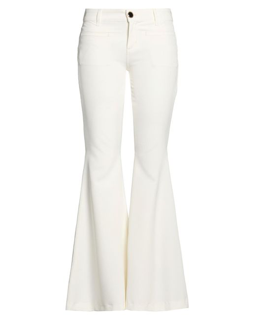 Liu Jo White Ivory Pants Polyester, Elastane