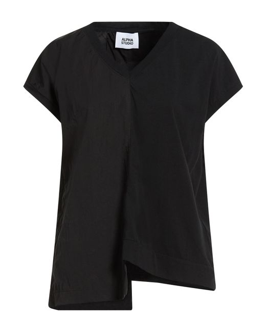 Alpha Studio Black T-Shirt Cotton, Elastane