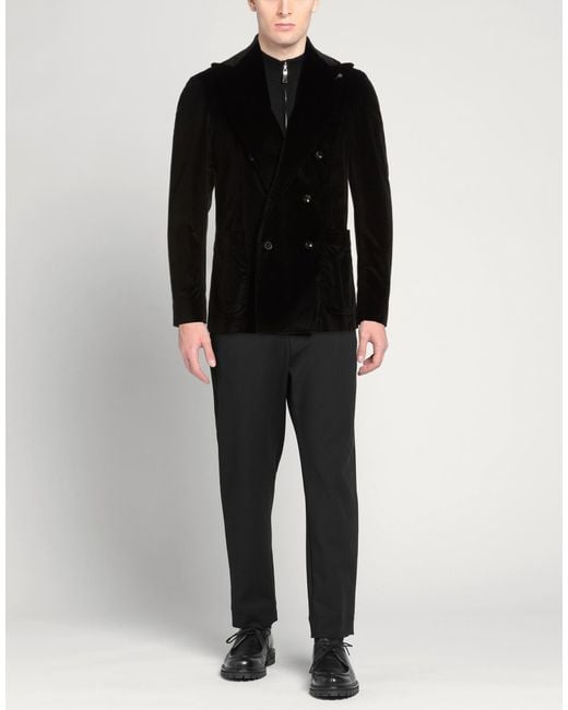 Tagliatore Black Blazer Cotton, Elastane for men