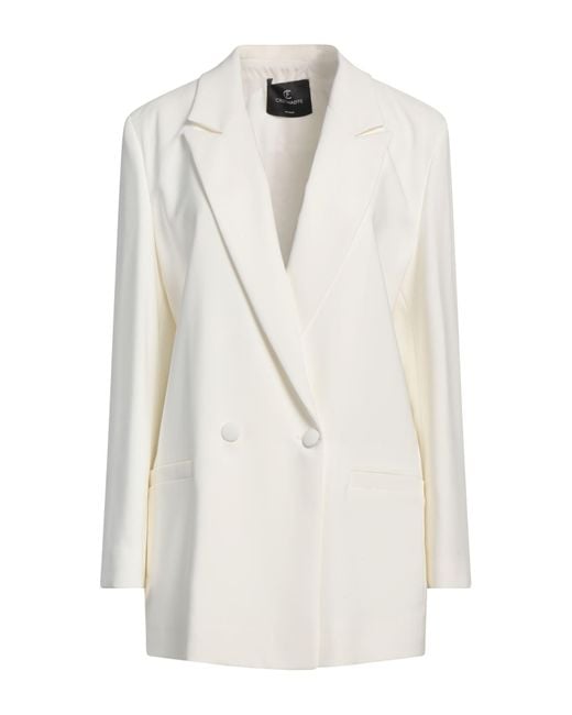 Cristinaeffe White Cream Blazer Polyester, Elastane