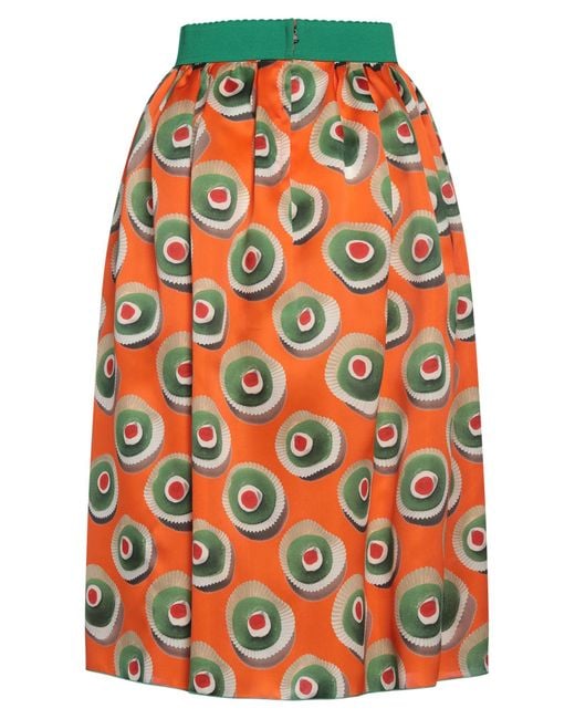 Dolce & Gabbana Orange Midi Skirt Silk