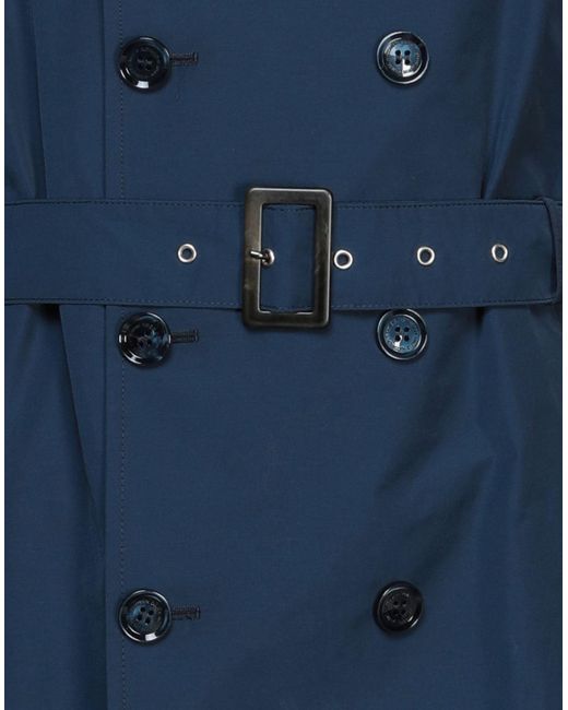 Daniele Alessandrini Blue Midnight Overcoat & Trench Coat Polyester, Cotton for men