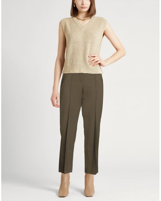 Alysi Green Chocolat Military Pants Polyester, Virgin Wool, Elastane