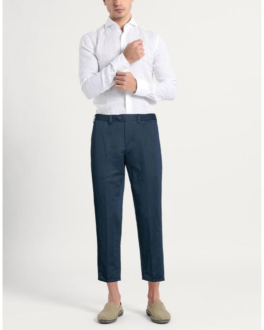 PT Torino Blue Pants Cotton, Linen for men
