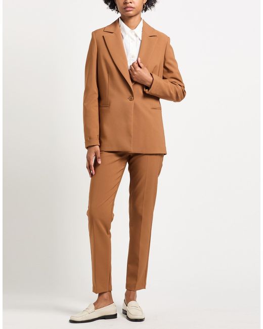 Laura Biagiotti Brown Suit Polyester, Recycled Polyester, Elastane