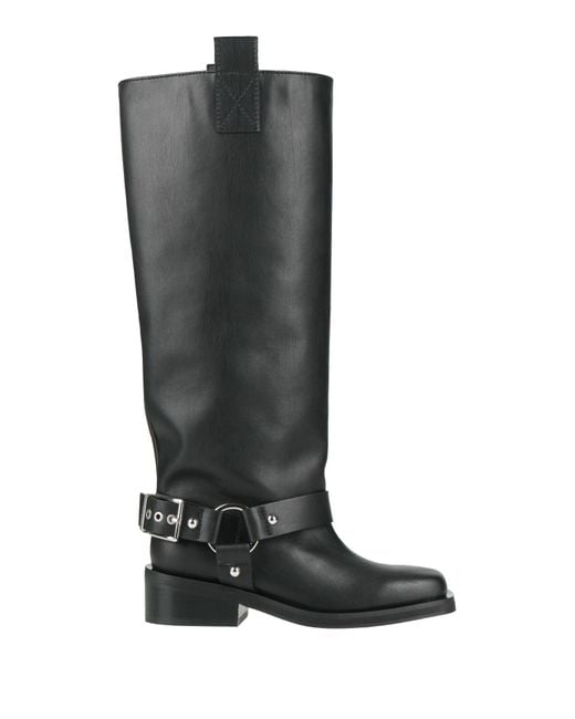Ganni Black Boot Textile Fibers