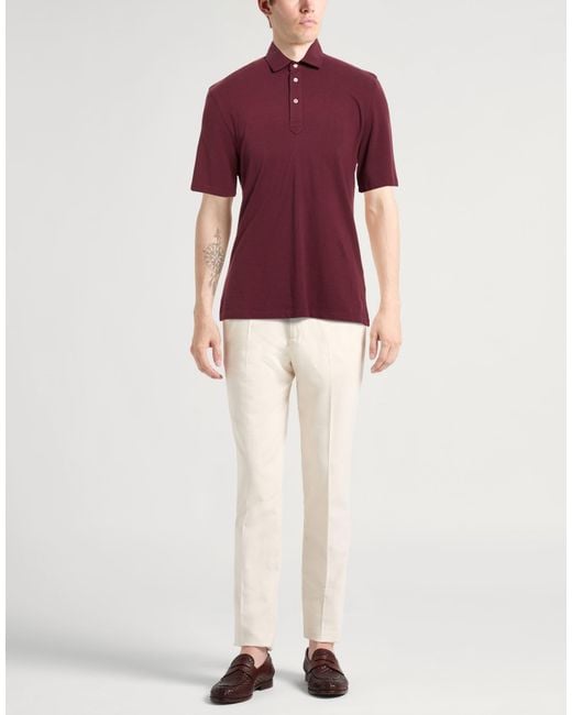Brunello Cucinelli Red Polo Shirt Cotton for men